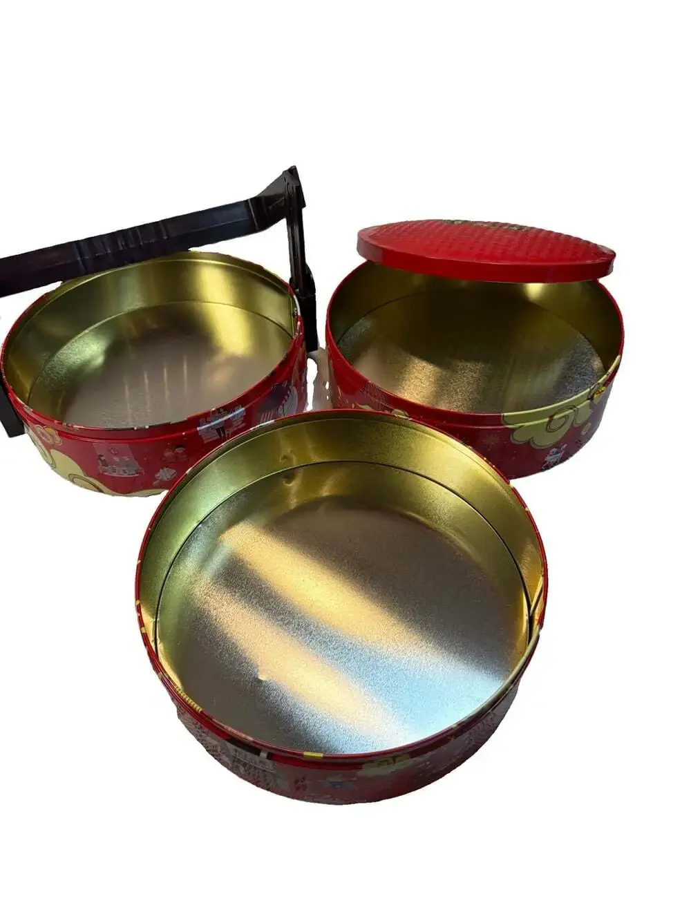 3-Tier Chinese New Year Tiffin Box Pristine For Knitting,Crafts,Picnics 9”H/10”W